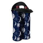 White And Blue Celestial Pattern Print Double Neoprene Wine Tote