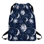 White And Blue Celestial Pattern Print Drawstring Backpack