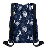 White And Blue Celestial Pattern Print Drawstring Backpack