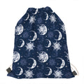 White And Blue Celestial Pattern Print Drawstring Bag