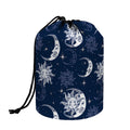 White And Blue Celestial Pattern Print Drawstring Makeup Bag