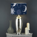 White And Blue Celestial Pattern Print Drum Lamp Shade