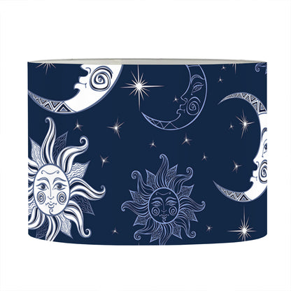 White And Blue Celestial Pattern Print Drum Lamp Shade