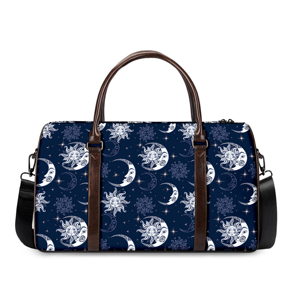 White And Blue Celestial Pattern Print Duffle Bag