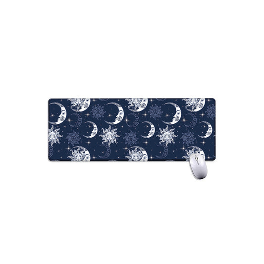 White And Blue Celestial Pattern Print Extended Mouse Pad