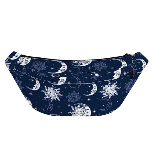 White And Blue Celestial Pattern Print Fanny Pack