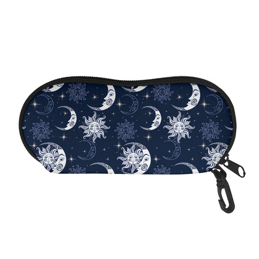 White And Blue Celestial Pattern Print Glasses Case