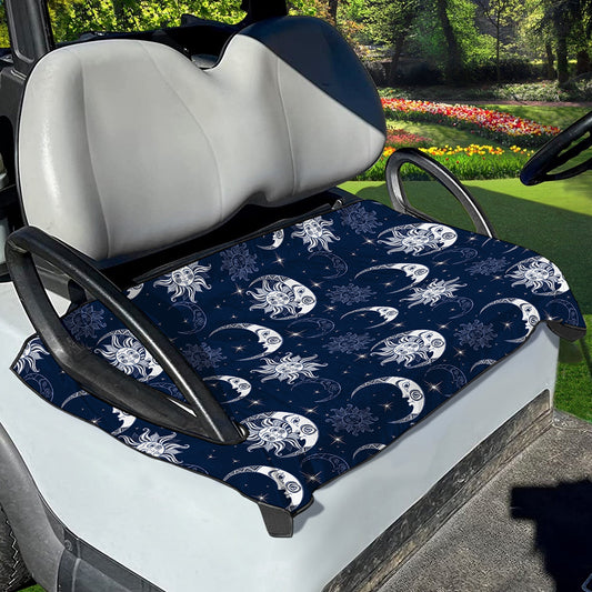 White And Blue Celestial Pattern Print Golf Cart Seat Cover
