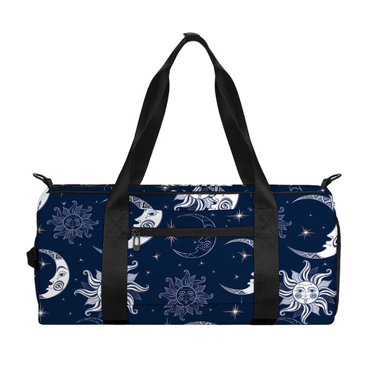 White And Blue Celestial Pattern Print Gym Bag