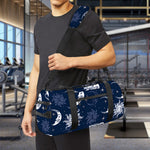 White And Blue Celestial Pattern Print Gym Bag