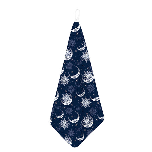 White And Blue Celestial Pattern Print Hand Towel