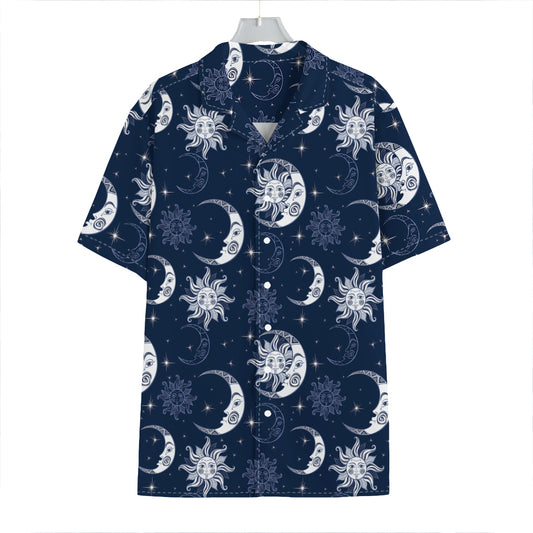 White And Blue Celestial Pattern Print Hawaiian Shirt