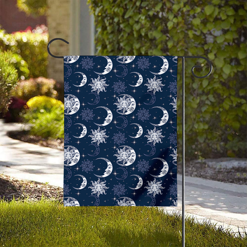 White And Blue Celestial Pattern Print House Flag