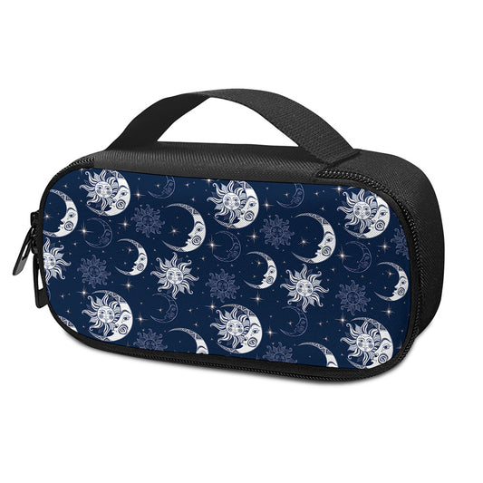 White And Blue Celestial Pattern Print Insulin Cooler Travel Case