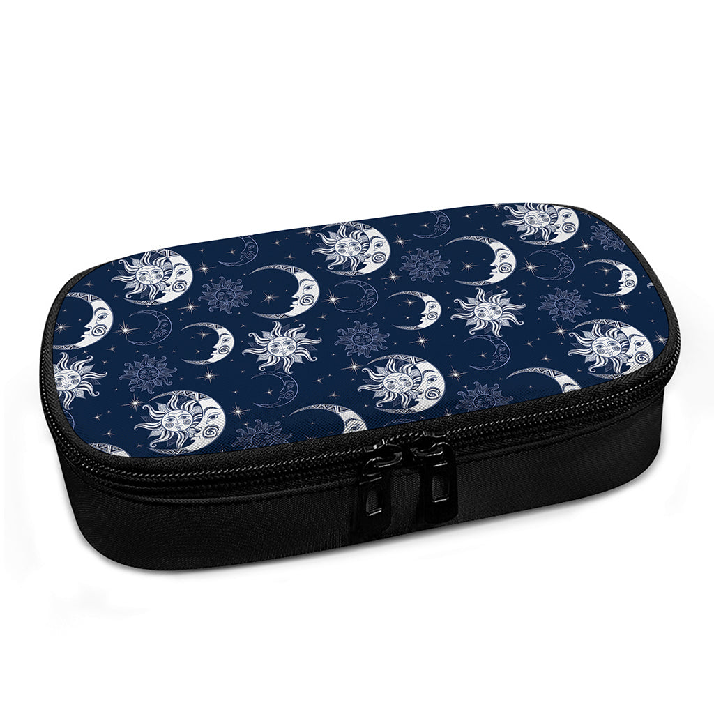 White And Blue Celestial Pattern Print Insulin Cooler Travel Case