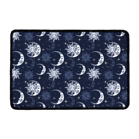 White And Blue Celestial Pattern Print Kitchen Mat