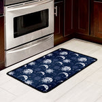 White And Blue Celestial Pattern Print Kitchen Mat