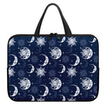 White And Blue Celestial Pattern Print Laptop Sleeve With Handle