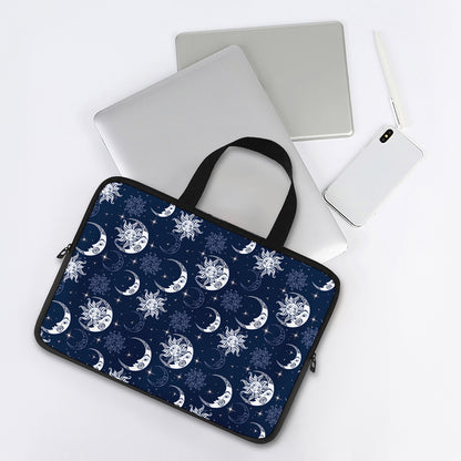 White And Blue Celestial Pattern Print Laptop Sleeve With Handle