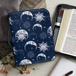 White And Blue Celestial Pattern Print Leather Bible Cover