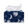 White And Blue Celestial Pattern Print Leather Tissue Box Cover