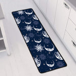 White And Blue Celestial Pattern Print Long Kitchen Mat
