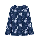 White And Blue Celestial Pattern Print Long Sleeve Short Coat