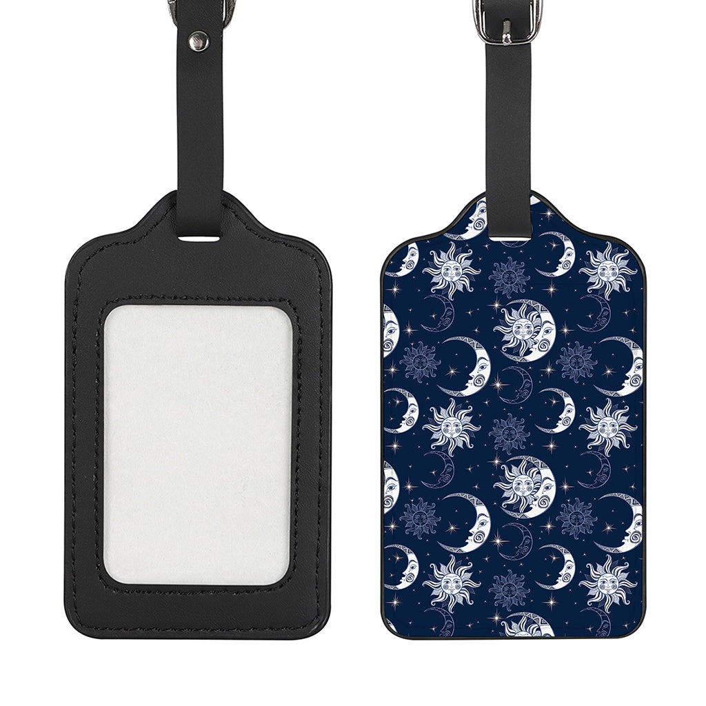 White And Blue Celestial Pattern Print Luggage Tag