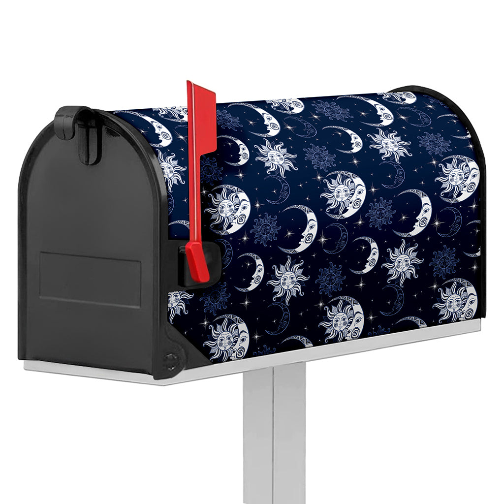 White And Blue Celestial Pattern Print Mailbox Cover