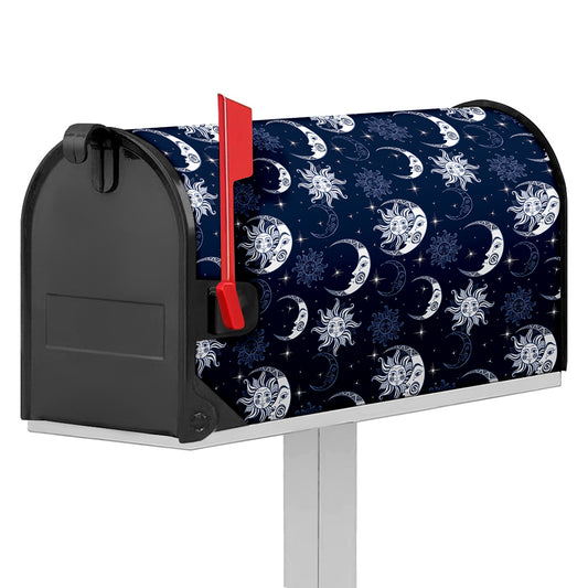 White And Blue Celestial Pattern Print Mailbox Cover