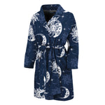White And Blue Celestial Pattern Print Men's Bathrobe