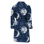 White And Blue Celestial Pattern Print Men's Bathrobe