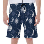 White And Blue Celestial Pattern Print Men's Beach Shorts