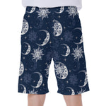 White And Blue Celestial Pattern Print Men's Beach Shorts