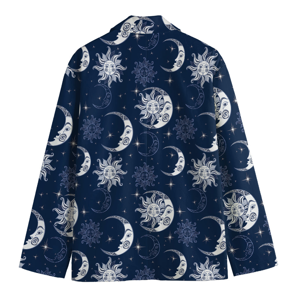 White And Blue Celestial Pattern Print Men's Blazer