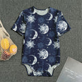 White And Blue Celestial Pattern Print Men's Bodysuit