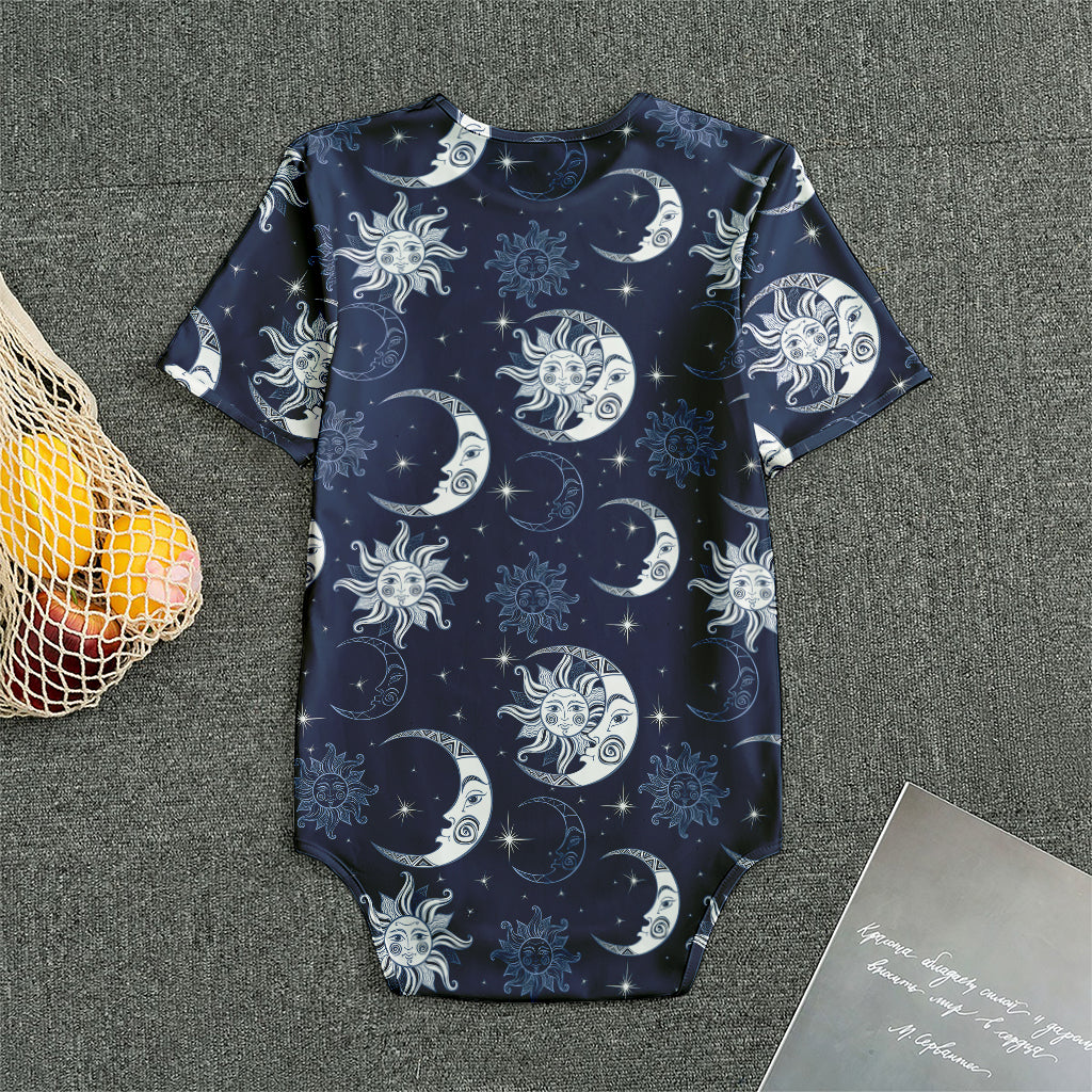 White And Blue Celestial Pattern Print Men's Bodysuit