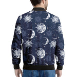 White And Blue Celestial Pattern Print Men's Bomber Jacket
