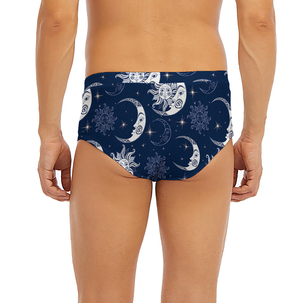White And Blue Celestial Pattern Print Men's Briefs