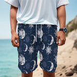 White And Blue Celestial Pattern Print Men's Cargo Shorts
