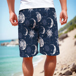 White And Blue Celestial Pattern Print Men's Cargo Shorts