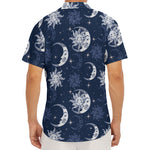 White And Blue Celestial Pattern Print Men's Deep V-Neck Shirt