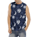White And Blue Celestial Pattern Print Men's Fitness Tank Top