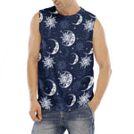 White And Blue Celestial Pattern Print Men's Fitness Tank Top