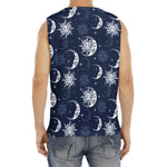 White And Blue Celestial Pattern Print Men's Fitness Tank Top