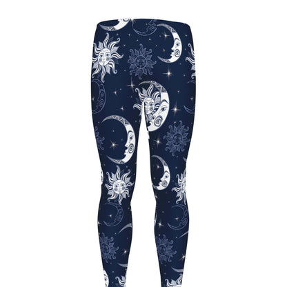 White And Blue Celestial Pattern Print Men's leggings