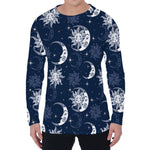 White And Blue Celestial Pattern Print Men's Long Sleeve T-Shirt