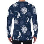 White And Blue Celestial Pattern Print Men's Long Sleeve T-Shirt
