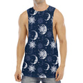 White And Blue Celestial Pattern Print Men's Muscle Tank Top