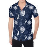 White And Blue Celestial Pattern Print Men's Shirt